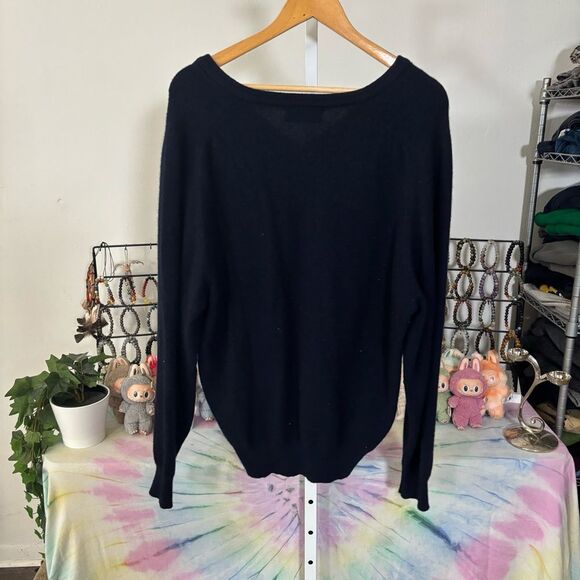 BROOKS BROTHERS 100% CASHMERE Men's Navy V-Neck Sweater 42” chest XL - Picture 8 of 9